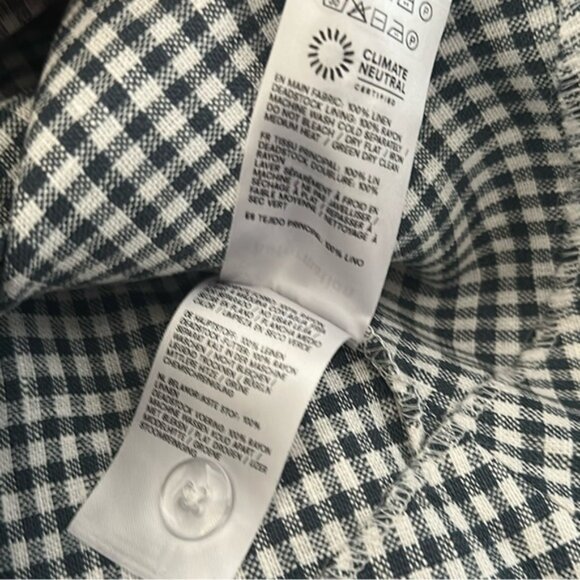 NEW Reformation Balia Midi Linen Dress in Slate Check Plaid Navy White | size 2 - Picture 13 of 16